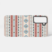 ブルーレッドアステカブラッククリームミックスモチーフ柄 SAMSUNG GALAXYケース (裏面横)