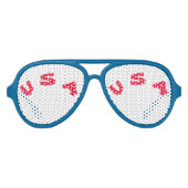 ブルーレッドアビエーターパーティーシェード、ホワイトサングラス アビエーターサングラス (正面)