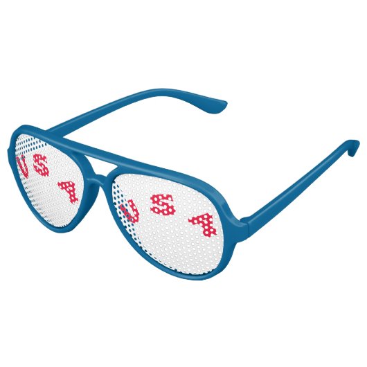 ブルーレッドアビエーターパーティーシェード、ホワイトサングラス アビエーターサングラス (アングル)