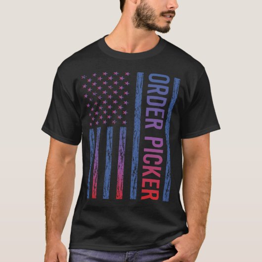 ブルーレッドアメリカン旗注文の選択 Tシャツ (正面)