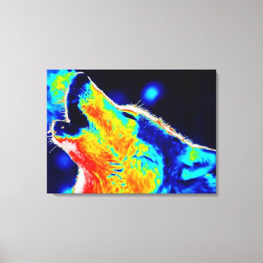 ブルーレッドイエローアポップ・アートのートウルフキャンバスプリント キャンバスプリント (正面)