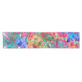 ブルーレッドイエローグリーンピンクティール（緑がかった色）スプラッシュアブストラクション ショートテーブルランナー (横)