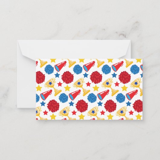 ブルーレッドイエロースターズチアリーダーメガホンPOM ノートカード (正面)