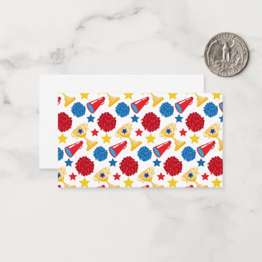 ブルーレッドイエロースターズチアリーダーメガホンPOM ノートカード (正面/裏面インサイチュ)