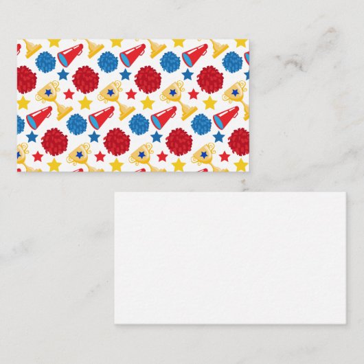 ブルーレッドイエロースターズチアリーダーメガホンPOM ノートカード (正面/裏面)