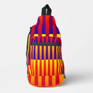 ブルーレッドイエローストライプバッグ スリングバッグ