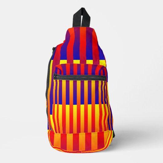 ブルーレッドイエローストライプバッグ スリングバッグ (正面)