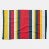 ブルーレッドイエローストライプ キッチンタオル (横)