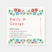 ブルーレッドエレガントローゼズボタニカルフローラ結婚ズ スタンダードカクテルナプキン (正面)