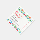 ブルーレッドエレガントローゼズボタニカルフローラ結婚ズ スタンダードカクテルナプキン (角)