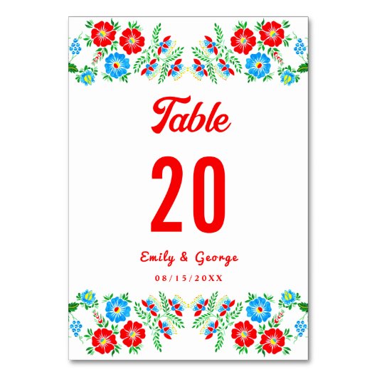 ブルーレッドエレガントローゼズボタニカルフローラ結婚ズ テーブルナンバー (裏面)