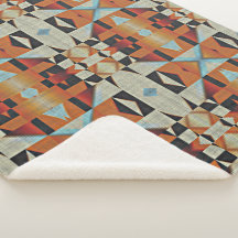 ブルーレッドオレンジタウペブラウンブラックトライバルアート