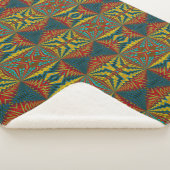 ブルーレッドカッコいいイエローレトロ幾何学民族部族 シェルパブランケット (3/4)