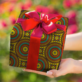 ブルーレッドカッコいいイエローレトロ幾何学民族部族 ラッピングペーパー