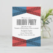 ブルーレッドカラフルデコホリデーパーティー招待状 招待状 (スタンド正面)