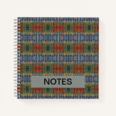 ブルーレッドカラーミックス絞り染めパターン ノートブック (正面)