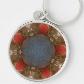 ブルーレッドクリスマスデコレーションボーブル キーホルダー (正面)