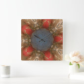 ブルーレッドクリスマスデコレーションボーブル スクエア壁時計 (ホーム)