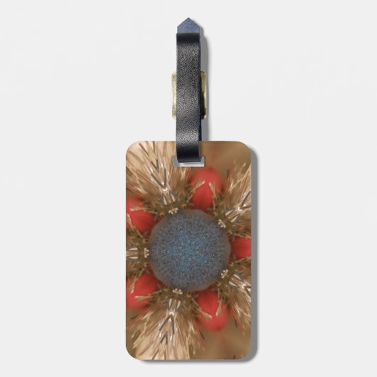 ブルーレッドクリスマスデコレーションボーブル ラゲッジタグ (裏面縦)