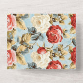 ブルーレッドクリームバラ結婚フローラ オールインワン招待状 (裏面)