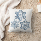 ブルーレッドグリッタースノーフレークホワイトクリスマス クッション (ブランケット)