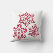 ブルーレッドグリッタースノーフレークホワイトクリスマス クッション (裏面)