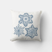 ブルーレッドグリッタースノーフレークホワイトクリスマス クッション (正面)