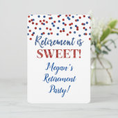 ブルーレッドグリッター紙吹雪退職パーティー 招待状 (スタンド正面)