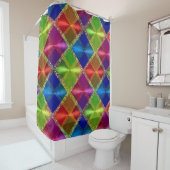 ブルーレッドグリーングリッタープレイドデザイン シャワーカーテン (インサイチュ)