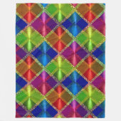 ブルーレッドグリーングリッタープレイドデザイン フリースブランケット (正面)