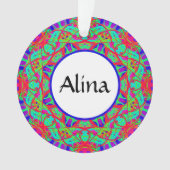 ブルーレッドグリーンマンダラカスタマイズ可能なボホクリスマス オーナメント (正面)