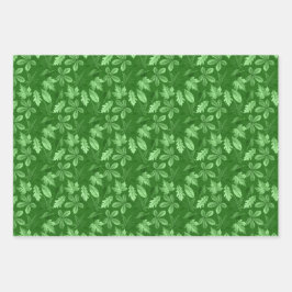 ブルーレッドグリーン秋紅葉 ラッピングペーパーシート