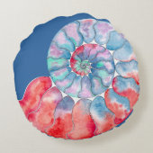 ブルーレッドグレーノーチラスほこりっぽいブルー ラウンドクッション (裏面)