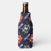 ブルーレッドサッカーボールの得点パーソナライズされた点 ボトルクーラー (ボトル正面)