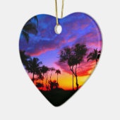ブルーレッドサンセットエキゾチックハワイアンビーチパームツリーズ セラミックオーナメント (左)