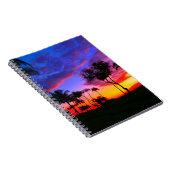ブルーレッドサンセットエキゾチックハワイアンビーチパームツリーズ ノートブック (右側)