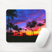 ブルーレッドサンセットエキゾチックハワイアンビーチパームツリーズ マウスパッド (マウス)