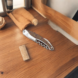 ブルーレッドシボストライプロン製カッティングボード ソムリエナイフ