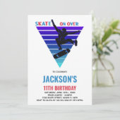 ブルーレッドスケートボード誕生日招待状 招待状 (スタンド正面)