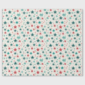 ブルーレッドスターズフェスティバルホリデーパターン ラッピングペーパー (フラット)