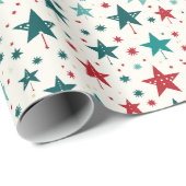 ブルーレッドスターズフェスティバルホリデーパターン ラッピングペーパー (ロールコーナー)