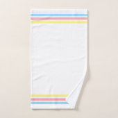 ブルーレッドストライプのイエローオンホワイトバスタオルセット バスタオルセット (ハンドタオル)