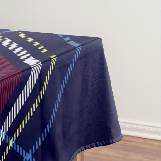 ブルーレッドタータンチェックモノグラムインセルティックライオンフォント | テーブルクロス (インサイチュ)