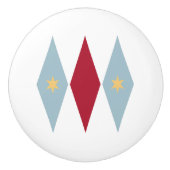 ブルーレッドダイアモンズクリームスターズモダンミッド セラミックノブ (正面)