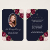 ブルーレッドピンクシルバーメモリアル葬儀祈りの言葉カード (正面&裏面)