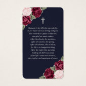 ブルーレッドピンクローズシルバー葬式祈りの言葉カード (裏面)