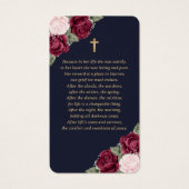 ブルーレッドピンクローズ金ゴールドクロス葬儀祈りの言葉カード (裏面)