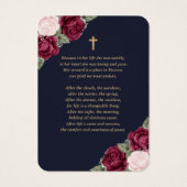 ブルーレッドピンク金ゴールド追悼式祈りの言葉カード (裏面)