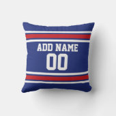 ブルーレッドフットボールジャージー名前をカスタムする番号 クッション (裏面)