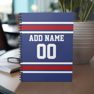 ブルーレッドフットボールジャージー名前をカスタムする番号 ノートブック